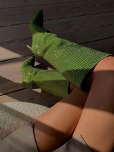 Wildlederstiefel mit Kristallverzierung